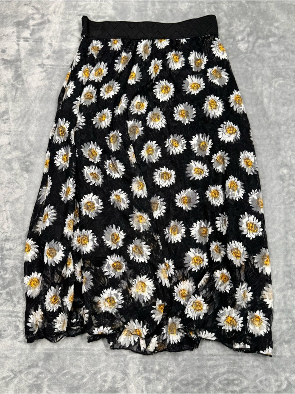 Luluaroe Daisy Floral Midi Black and White Skirt